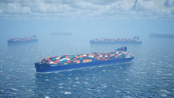 Cargo Container Ship Waiting in the Port