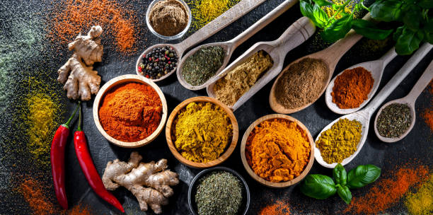 istock Composition with assortment of spices and herbs 1484753807