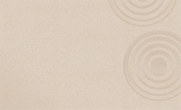 ilustrações de stock, clip art, desenhos animados e ícones de japanese zen garden with concentric circles and parallel lines raked on smooth sandy surface background,zen like concept - arrangement asia backgrounds balance