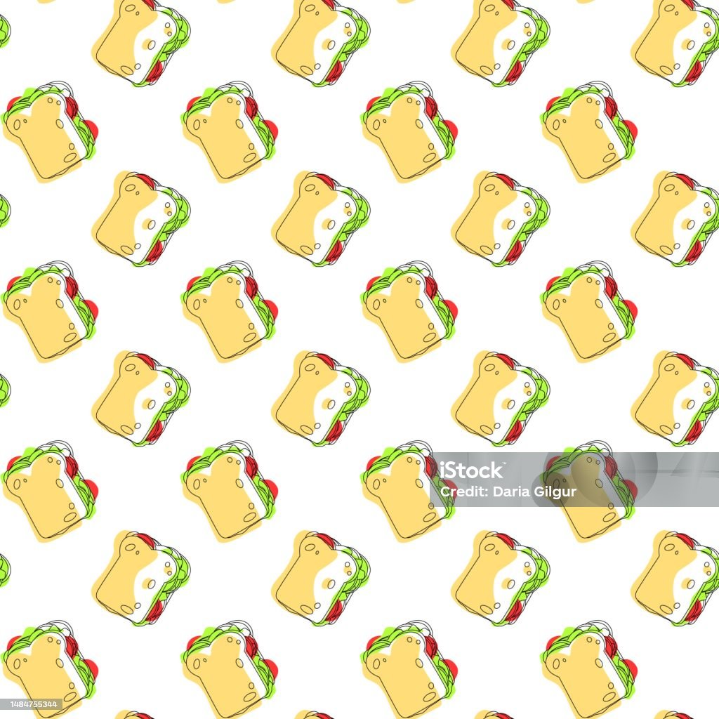 Sandwich Food Pattern Sandwich Seamless Pattern With Dots Stock Illustration - Download Image ...