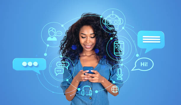 istock Black young woman using smartphone and Chatbot, online AI assistant 1484758653