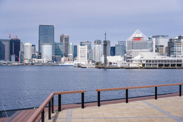 Buildings in central Tokyo from Toyosu Gururi Park (Koto Ward, Tokyo) Buildings in central Tokyo from Toyosu Gururi Park at Toyosu Wharf in Koto Ward, Tokyo, on a sunny day in January 2022 ウォーターフロント stock pictures, royalty-free photos & images