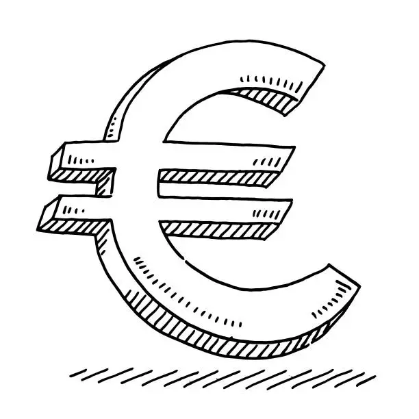 Vector illustration of Euro European Currency Sign Drawing