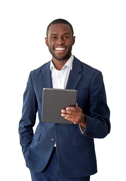istock African businessman with tablet in hand, isolated over white bac 1484764178