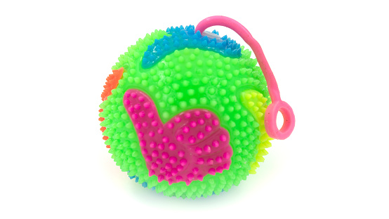 Spiny child ball toy isolated on white background. High quality photo