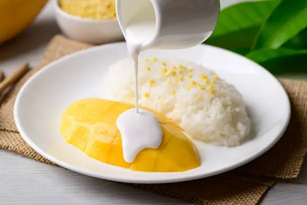 Mango sticky rice, Thai dessert (Khao Niew Mamuang)