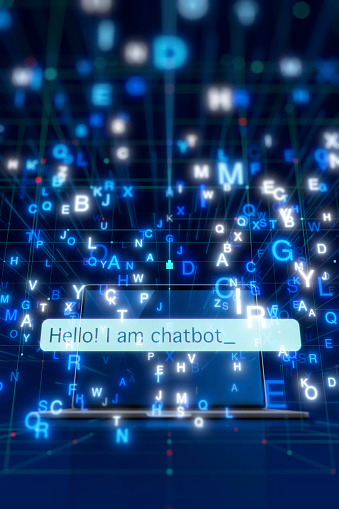 Chatbot text on futuristic artificial neural network