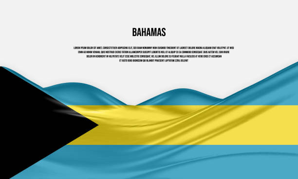 illustrazioni stock, clip art, cartoni animati e icone di tendenza di disegno della bandiera delle bahamas. sventolante bandiera delle bahamas in raso o tessuto di seta. illustrazione vettoriale. - bahamian flag