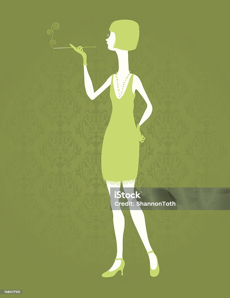 Silhouette de 20 s Lady FUMEUR - clipart vectoriel de 1920-1929 libre de droits