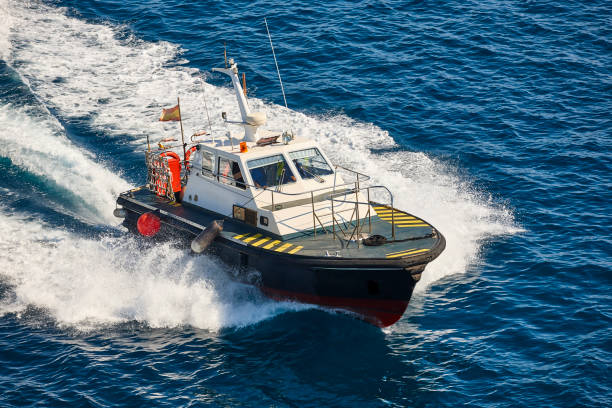 istock Pilot vessel operating on the sea. Harbor maritime control. Nautical 1484772684