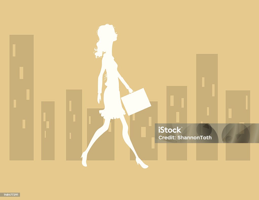 Silhouette Girl Walking to Work An illustration of a girl up early and going to work. Briefcase stock vector