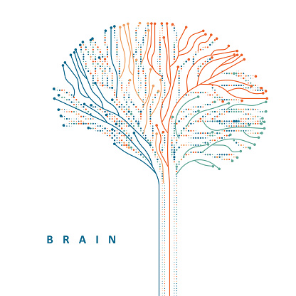Abstract multicolored brain connections. Digital innovation illustration