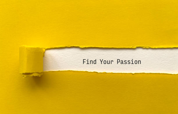Find Your Passion The motivational quote. Ripped yellow paper. attraction studio photography stock pictures, royalty-free photos & images