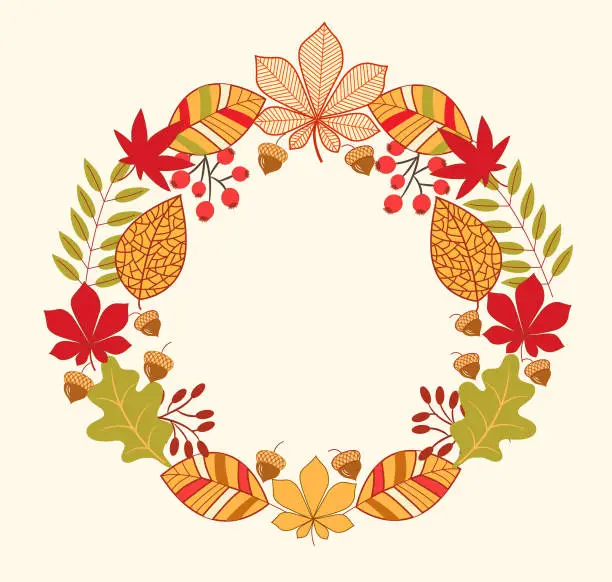 Vector illustration of Leaf garland .