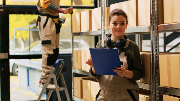 istock Woman manager checking supplies list 1484781648