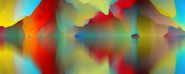 istock Magical world. Abstract Landscape, surreal lake and reflections. art, creativity and imagination. 3d illustration 1484782467