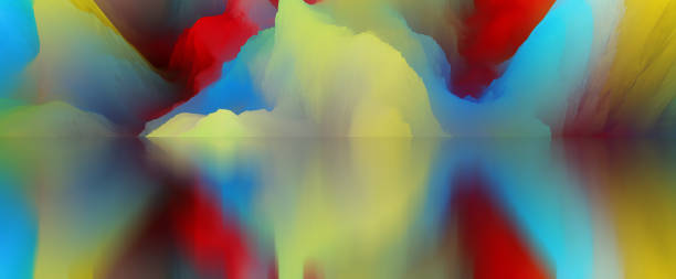 istock Magical world. Abstract Landscape, surreal lake and reflections. art, creativity and imagination. 3d illustration 1484782655