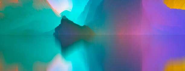 istock Magical world. Abstract Landscape, surreal lake and reflections. art, creativity and imagination. 3d illustration 1484782711
