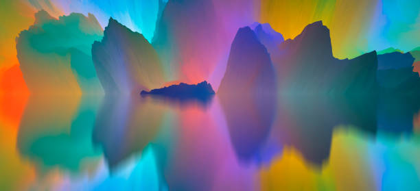 istock Magical world. Abstract Landscape, surreal lake and reflections. art, creativity and imagination. 3d illustration 1484782716