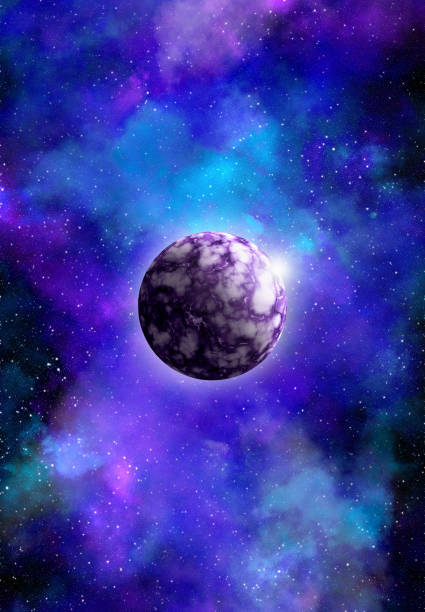Unknown planet from outer space. Space nebula. Cosmic cluster of stars. Outer space background. 3D Illustration.