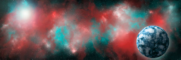 Unknown planet from outer space. Space nebula. Cosmic cluster of stars. Outer space background. 3D Illustration