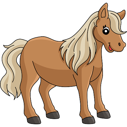 Pony Animal Cartoon Colored Clipart Illustration Stock Illustration ...