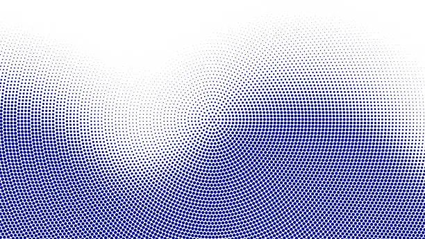 Vector illustration of Halftone dots abstract background. Wavy dotted texture.