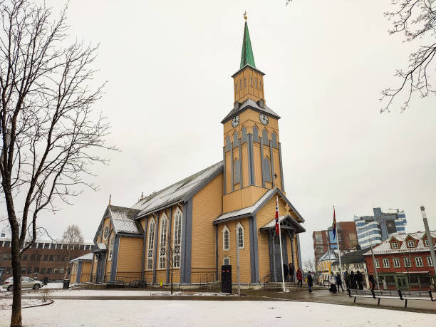 The northernmost Lutheran Church in the world - the Cathedral in Tromso stock photo