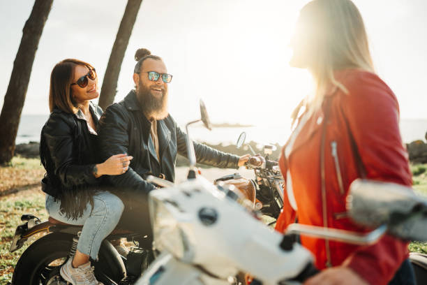 istock Friends outdoors with motorbike have fun 1484790633
