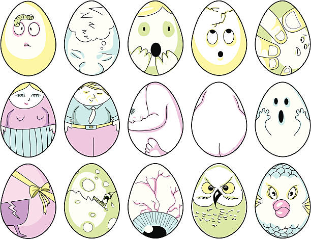 ilustraciones, imágenes clip art, dibujos animados e iconos de stock de eggcetera - cartoon fun fish gripping