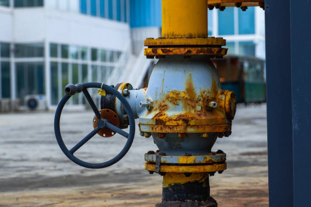 istock Closeup of old rusty water valve switch 1484796881