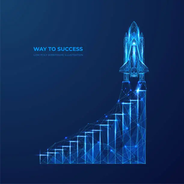 Vector illustration of Shuttle Way to Success bw