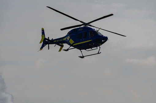 Zurich, Switzerland, January 20, 2023 Bell 429 Global Ranger helicopter at the international airport