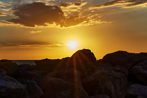 Romantic sunset, Santa Severa, Mediterranean Sea