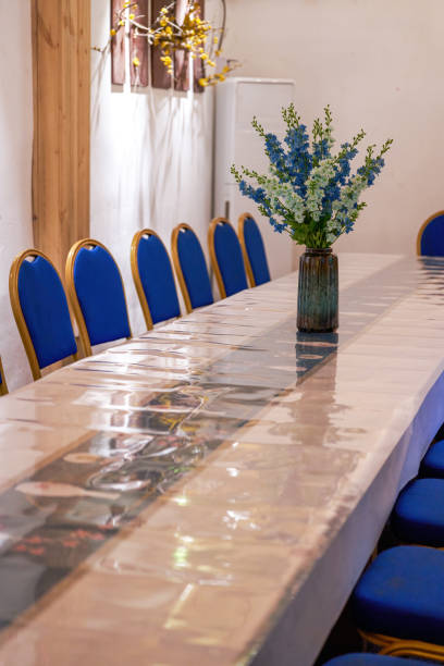 istock Catering long table seating and conference long table in restaurant 1484805524