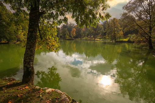 Autumn park in the town Cesis, latvia
