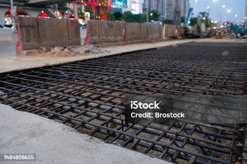 istock Square wire mesh for rebuilt road floor 1484808655