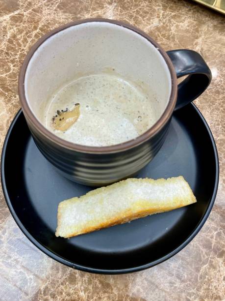 Truffle Soup Served with Crispy Bread