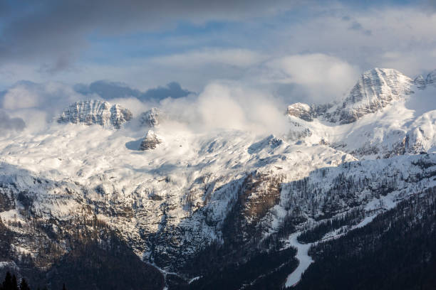 A snowy sunset from The Altopiano del Montasio