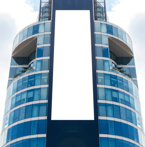 istock Mock up white LED display vertical billboard on building .clipping path for Mockup 1484814938