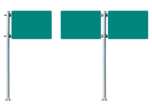 istock Mockup green pole road sign isolated on white background with clipping path 1484815392