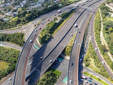 Motorway junctions with multi lanes of Waterview, Auckland