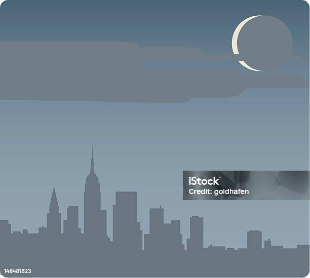 Ilustración de Noche De La Ciudad De Nueva York y más Vectores Libres de Derechos de Ciudad - Ciudad, Ilustración, Luna