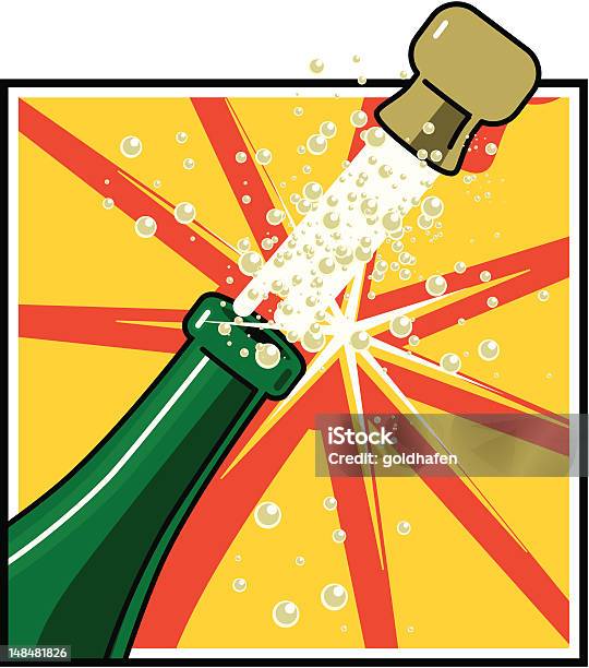 Champagne - Immagini vettoriali stock e altre immagini di Aprire - Aprire, Vino, Versare