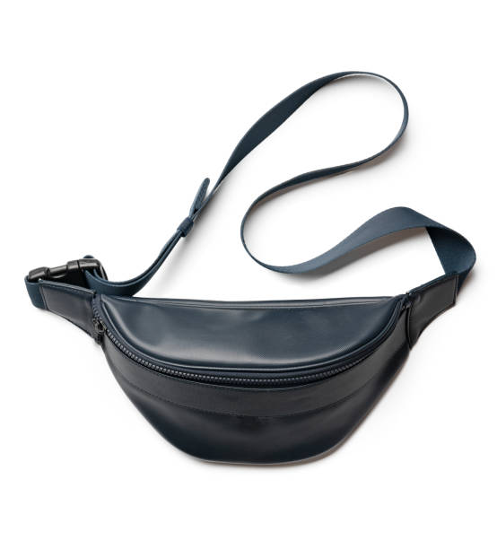Dark blue waist bag isolated on white background