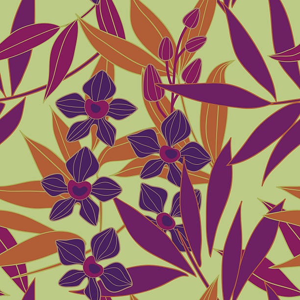 Orchid - seamless  pattern vector art illustration