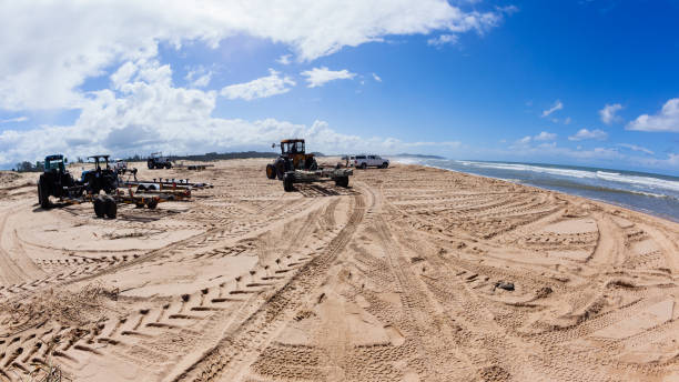 istock Beach Tractors Boat Trailers Gone Fishing Ocean 1484821135