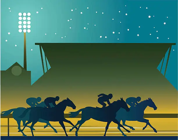 Vector illustration of Horse Racing Under Lights