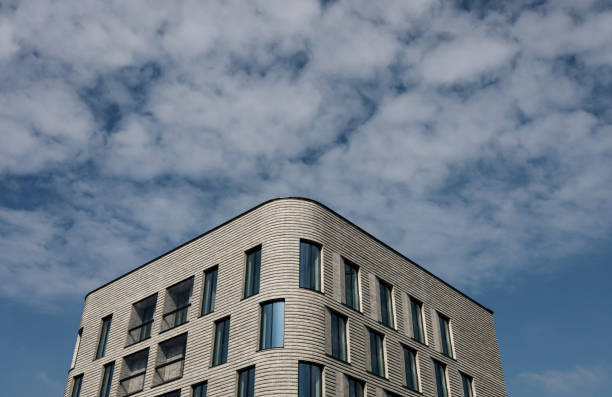 Modern and new apartment building.  modern facade. expensive real estate