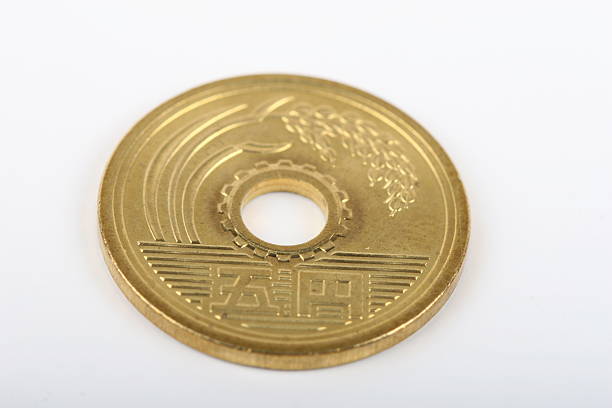 japanische münze - japanischer yenschein stock-fotos und bilder